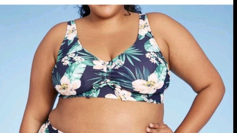 Kona Sol Women's Bikini Top Blue And‎ Green Floral size 22W #675